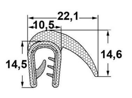 Türdichtung per Meter Klemmbereich 2-5 mm Schwarz